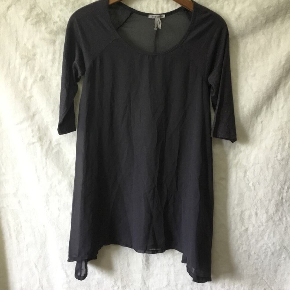 Marseille Gray Sheer Asymmetrical Hem Tunic - Picture 2 of 16